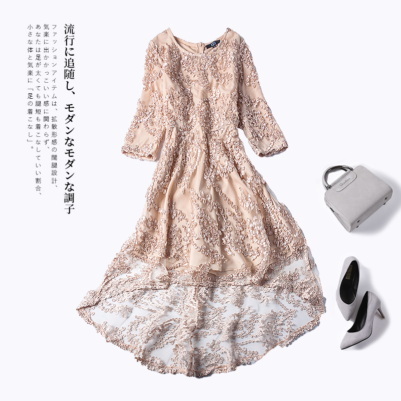 Plus Size Evening Dress Lace Dress Socialite Fishtail Mid-Length Dress Covers Belly and Looks Slimming Plus Size Women's Clothing