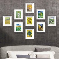 Nordic photo frame combination Van Gogh photo wall Nine grid photo frame wall background wall Study custom photo studio printing photos