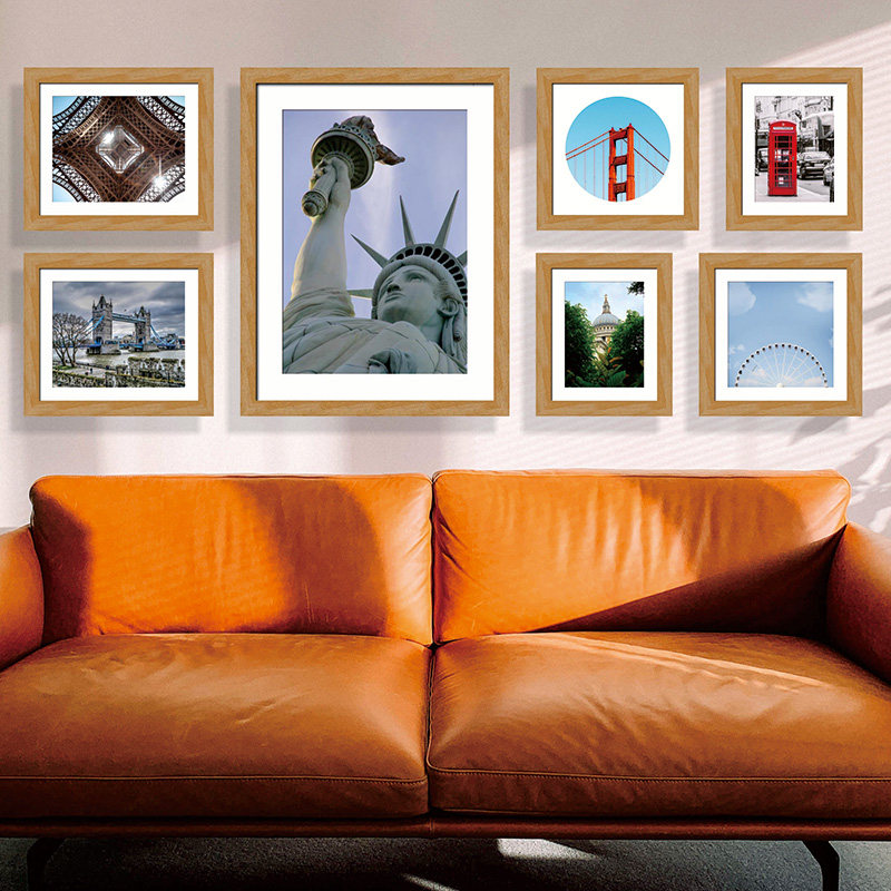 Large photo wall sofa background wall living room photo frame combination home decoration wedding dress photo children photography development photo