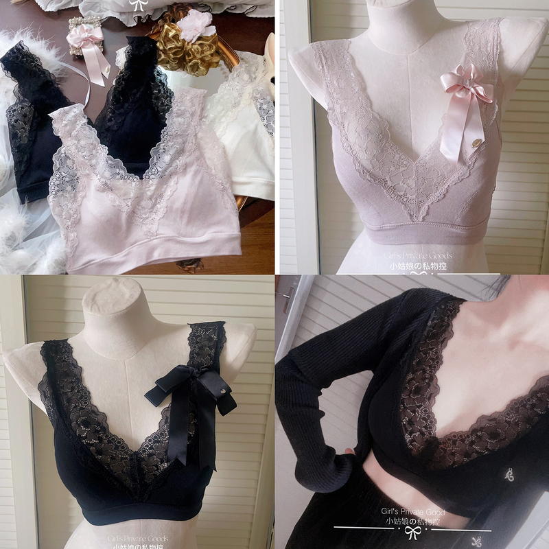Km Gold-Style Japanese Versatile Lace Bra Without Underwire, Feather Protein Antibacterial Underwear, Soft Modal for Girls