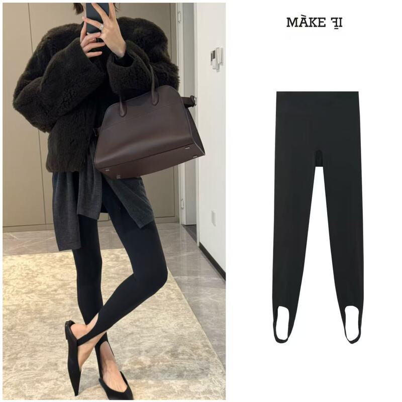 Fashionable Top Student Style Make if High-Elastic Stirrup Leggings High-Waisted Stretchy Slim-Fit Slimming Tight-Fitting Long Pants