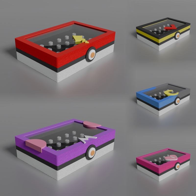 Pokeball Keycap Storage Box with Three-Color Light, Matte Texture, Magnetic Closure, Transparent Dustproof, Silicone Fixation