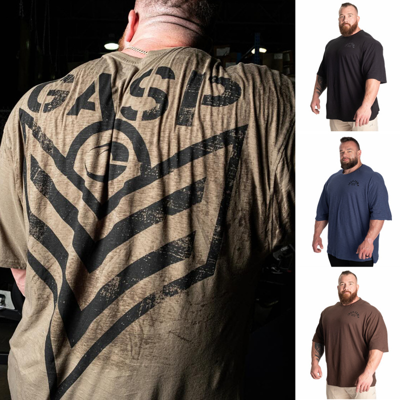 Gasp Iron Man Series Bamboo Cotton Short Sleeve High Elastic Breathable Plus Size Fitness T-Shirt American Retro Distressed Training Wear