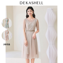 Dekashell/迪卡轩高级感超好看连衣裙夏季女士气质收腰网纱女裙子