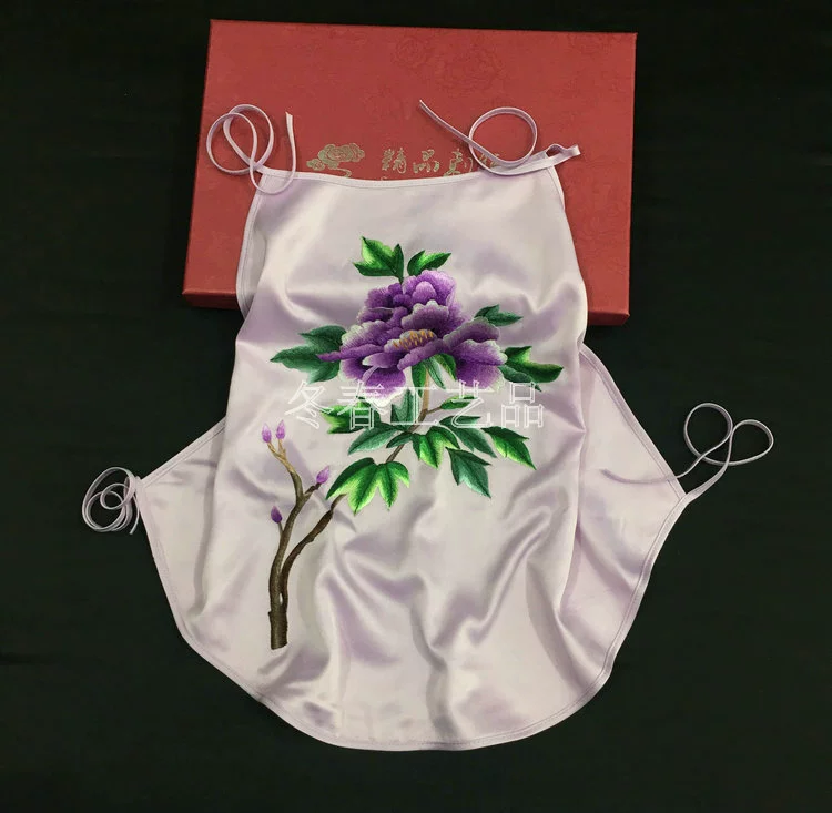 Tô châu thêu lụa silk close-fitting ladies đồ lót hoa mẫu đơn handmade thêu lụa tạp dề ở nước ngoài quà tặng đồ lót gợi cảm