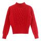 Spring and autumn new style red lazy style thick line pullover short thick sweater bottoming fashionable high collar top for women