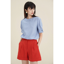 Spot-CCHER contrast line three-dimensional linen shorts cool breathable Sisi and spring and summer women XKHC3221