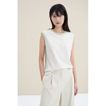 Spot-CCHER Contrast Ribbed Wide Shoulder Vest Pima Cotton Sisi and Women XDFC3338