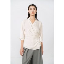 Spot-CCHER  Gloss sense”slant lapel top Japanese triacetate Sissi and female XUIC4017