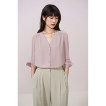 Spot-CCHER double Georgette V-neck shirt Light silk Sisi and spring and summer womens XUIC3991