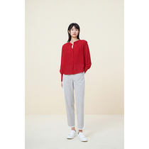 Spot-CCHER jacquard vertical stripe texture small coat top Silk Chiffon Sisi and women XWDC3217 No folding