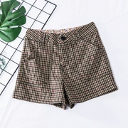 Mùa thu đông mới thời trang giản dị mỏng kiểu Anh quần short len ​​cao eo quần boot 5604