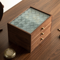 Jewelry box storage box solid wood exquisite three gold jewelry box necklace ring earrings wedding gift birthday gift