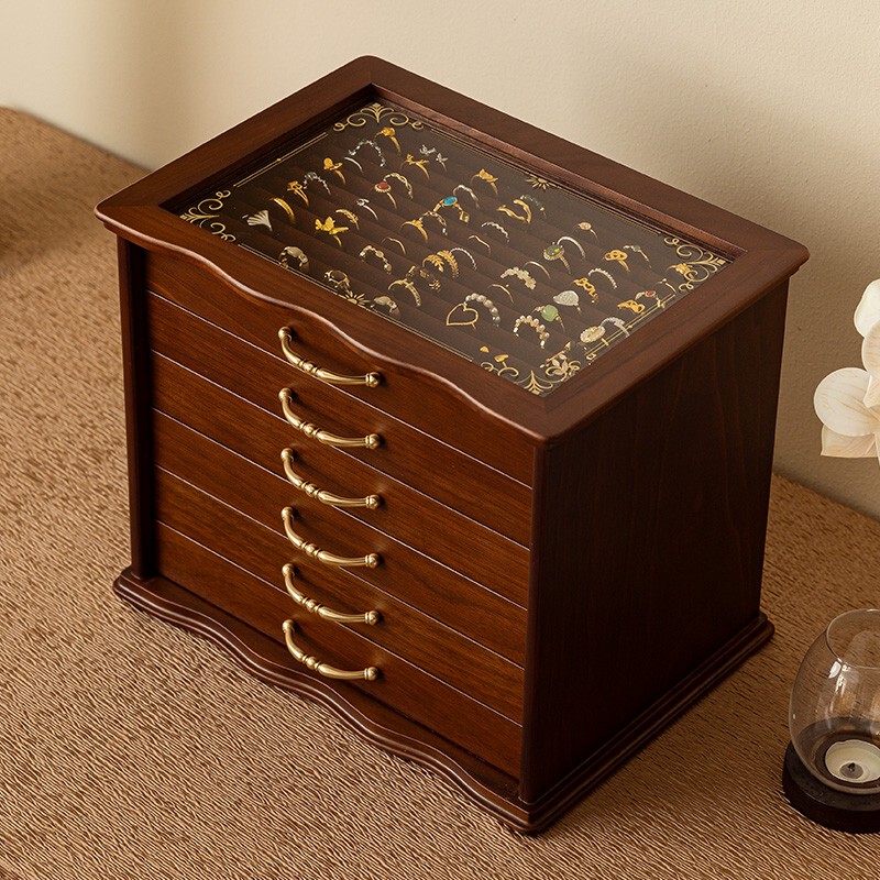 Jewelry Storage Box, Wooden Jewelry Box, High-End, Exquisite, Large-Capacity, High-End Feel, Birthday, Engagement, Wedding Gift