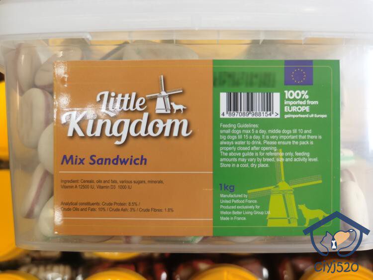 Собака закуски 荷兰小王国little kingdom珍宝装夹心饼干狗零食美毛补钙关节 1kg