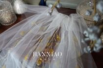 Hanxiao head yarn pure hand-embroidered bead embroidery split-layer comb photo studio photography with makeup modeling model headdress headgear yarn