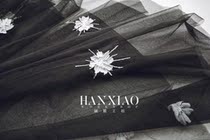 HTS030 bridal veil black embroidered embroidery flower veil black white contrast girl photo