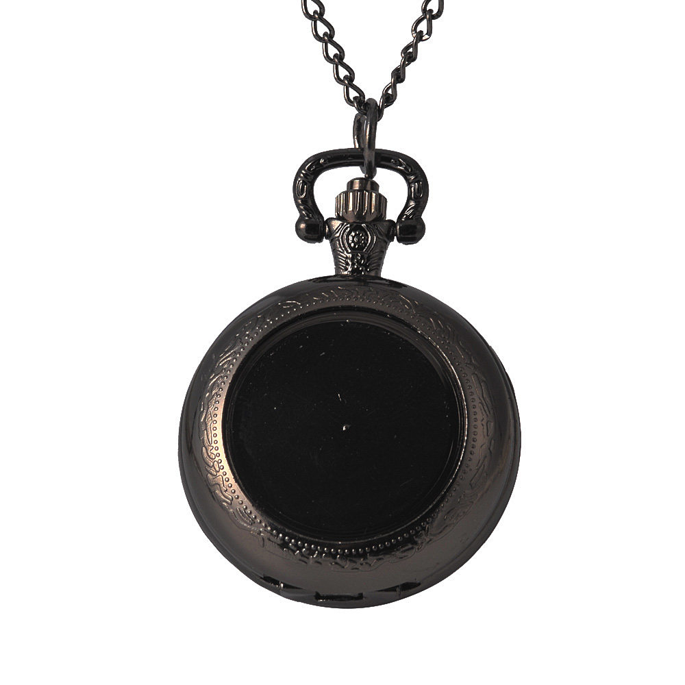 Pocket watch black groove retro necklace pocket watch Classical embossed lace nostalgic flip pocket watch pocket watch 0