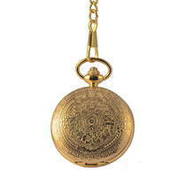 Gold embossed pattern shield vintage necklace hanging watch nostalgic flip necklace 8849