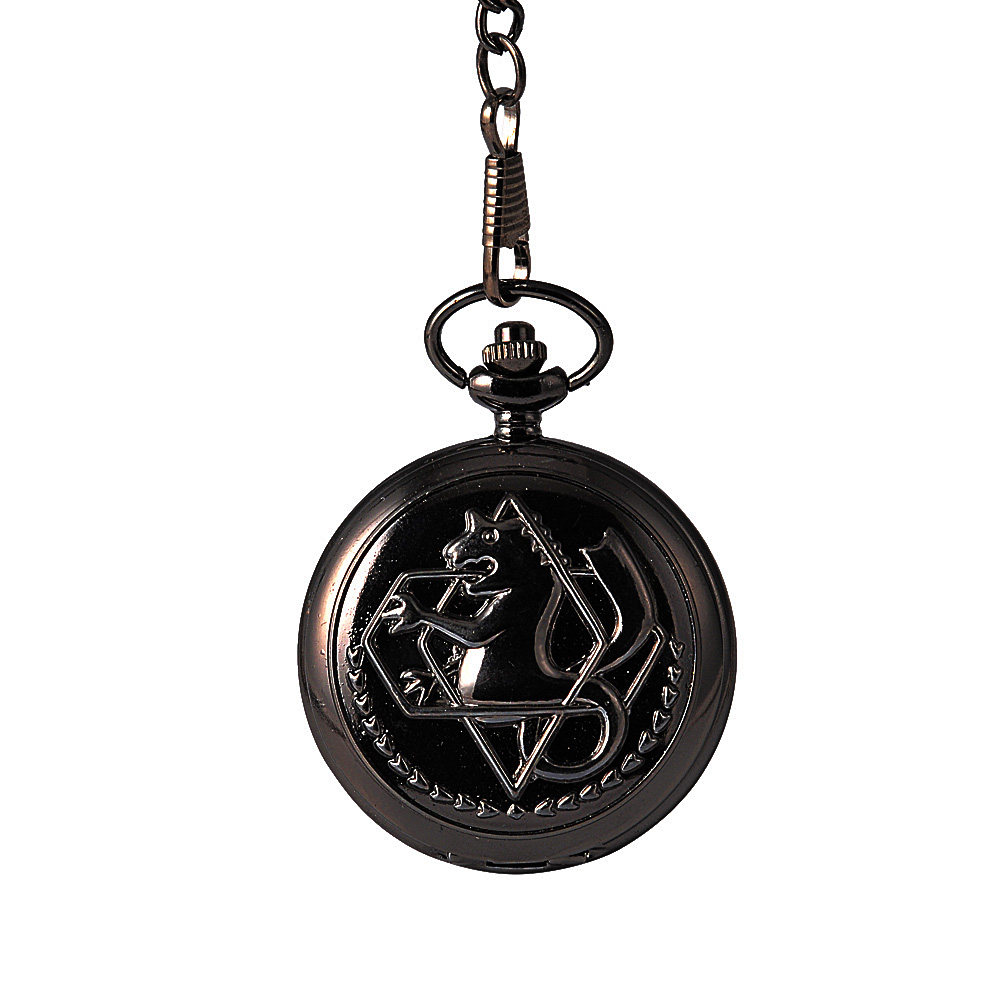 Fashion new large anime seahorse retro silver white pocket watch thick chain inner white silver ancient Roman pocket watch 1071