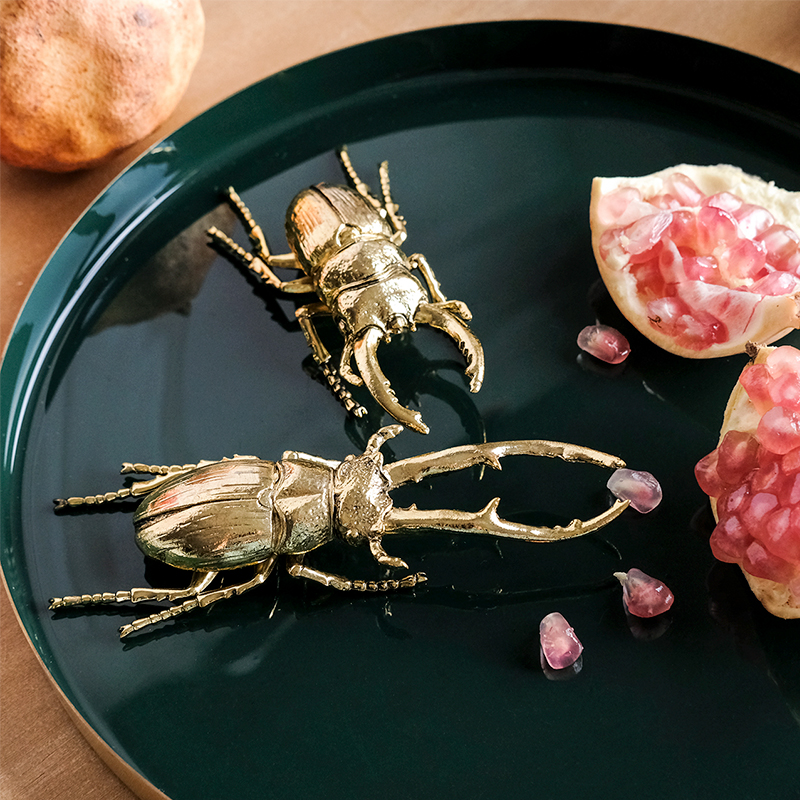 Golden Small Animal Insect Deer Antlers Great Beetle Nordic Ins Specimen Pendulum Table Metal Town Paper