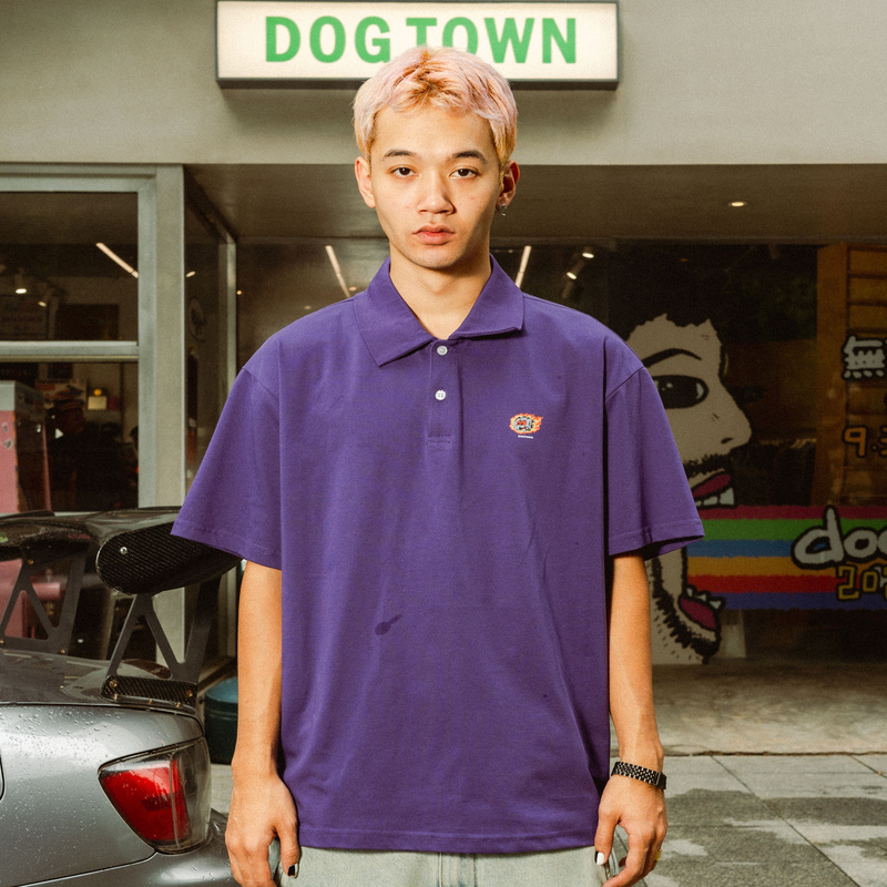 Dogtown Meteorite Meteorite Flame Logo Lapel Polo Shirt Short-Sleeved Tee