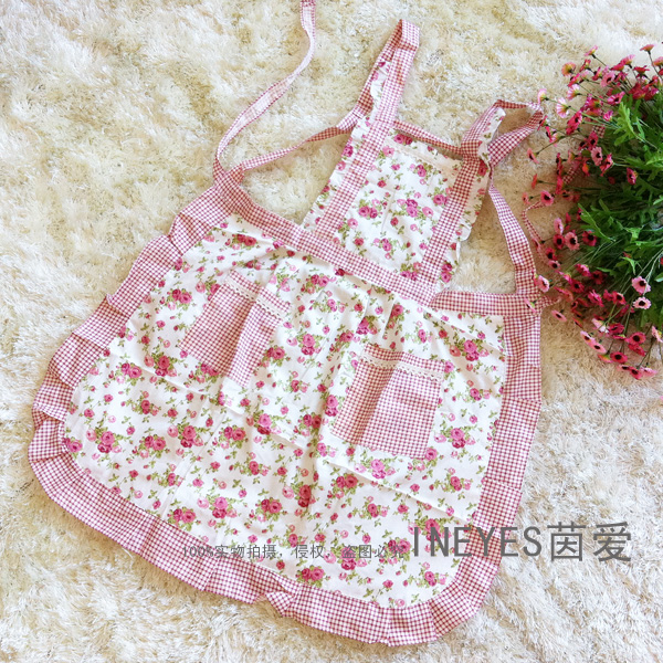 Korean pastoral flowers sleeveless Korean apron home clothes fashion cute princess pastoral style Korean home clothes