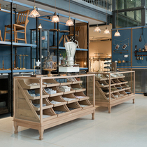 美式复古实木多格展柜 服装店中岛柜 阶梯陈列柜珠宝首饰柜台吧台