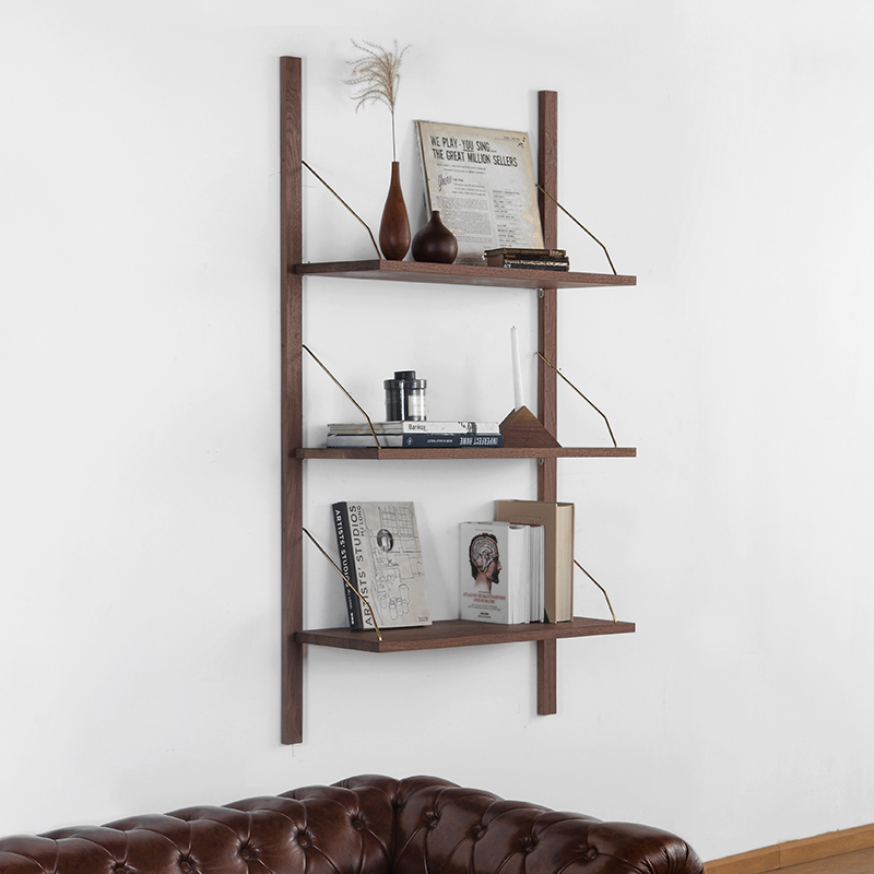Nordic simple wind partition shelf Living room word wall cabinet multi-function shelf Solid wood used wall-mounted bookshelf