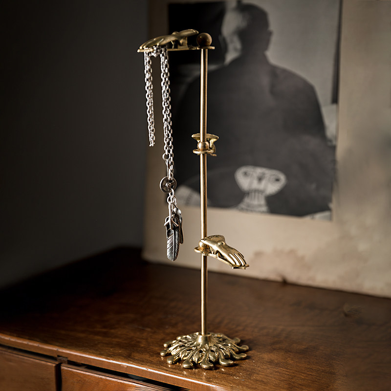 Your Wife's Hand Retro Handmade Show Shelf Medieval Brass Display Props Multifunction Jewelry Necklace Ornament Rack