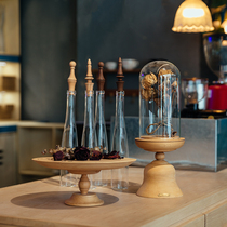 Mushroom MOGO | American modern tall wooden glass cover base crafts ornaments home decoration