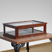 蘑菇空间 复古工业风实木饰品柜 水曲柳榫卯抽屉柜储物柜玻璃展柜