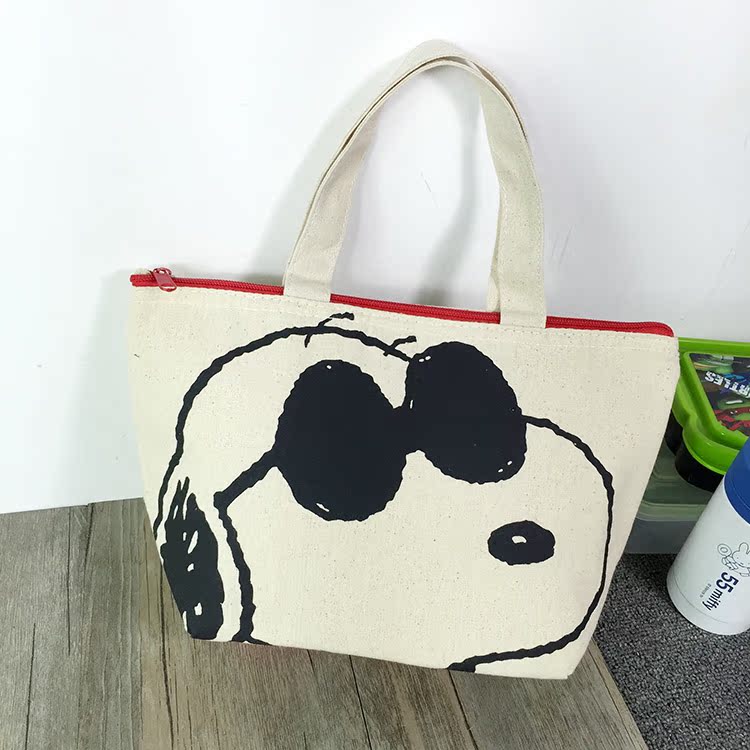 Snoopy cách nhiệt Hộp ăn trưa Túi vải Túi ăn trưa 19 * 13 * 20 cm - Hộp cơm điện sưởi ấm hộp ủ cơm điện