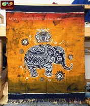 Batik Dyeing Painting Guizhou Artisanal Wax Dyeing National features Wax Dyeing and Decorative Wall-mounted Orange-colored Elephant 105 * 88cm