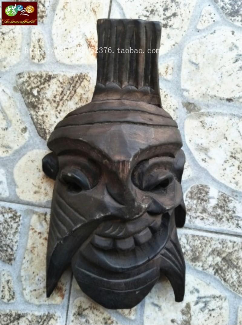 Wood carving folk handicrafts handmade face mask Nuo mask handmade hanging decoration 30CM*20CM