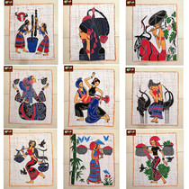 New Products Heavy Color Silk Screen Painting Ethnic Village Decoration Tourism Commemorative Home Decoration Printing And Dyeing Painting 85 * 65CM