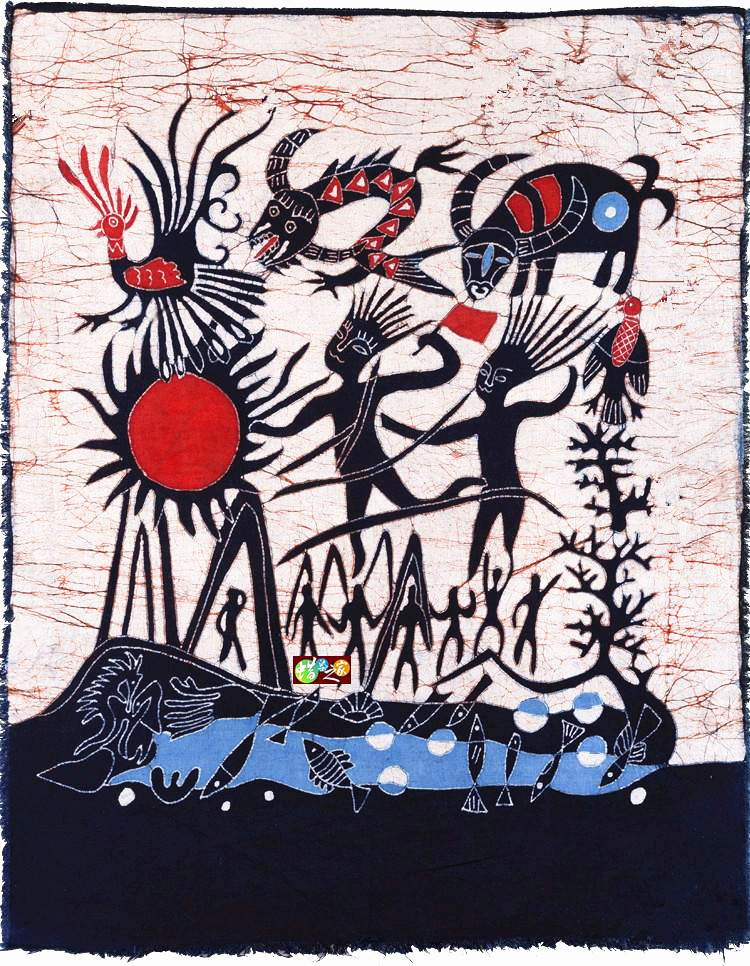 Batik painting Guizhou Miao handmade Batik national characteristics Batik decorative wall Miao Wang open heaven and earth 85*60