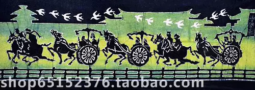Восковая краска картина Гуйчжоу Миао Человек Ручной Ручной Ручной Красик Этнический характерный характерный восковой краситель декоративный настенный прицепа Лошади 120*40см