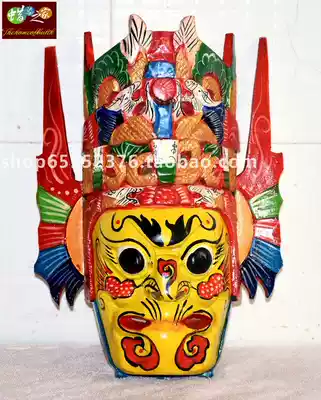 Wood carving Hand carving Tunbao cultural decoration collection Facial mask Nuo mask Local drama Mask Nuo performance