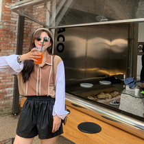 NORA early autumn striped shirt female design sense minority Spring and Autumn New loose mosaic lazy style casual top