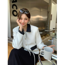 NORA French black and white contrast color small fragrant style jacket female Spring and Autumn New retro casual Joker short jacket top