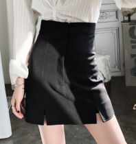 Nora studio black skirt women's 2022 spring high waist a-line skirt pants hip slim split skirt