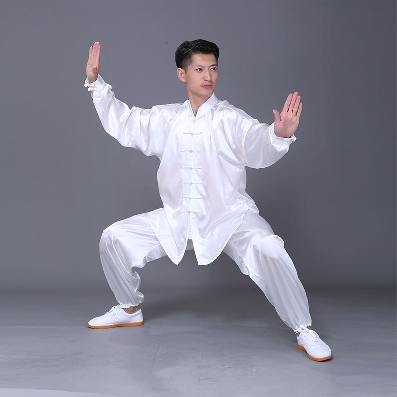Chenjiagou Taiji clothing martial arts performance clothing spring, summer and autumn Taijiquan morning exercise clothing men's and women's simulation silk training clothing