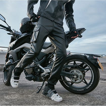 Shilin 2021 new locomotive leather pants mens business leisure motorcycle loose riding tooling trousers bundle feet solid color