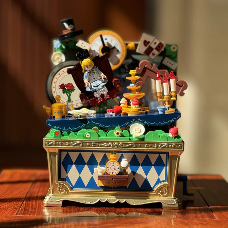 Fairy Tale Town Music Treasure Box Music Box Building Blocks Trendy Ornaments Assembled Toys as Birthday Gifts for Girlfriends