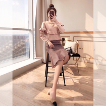 Sweater suit skirt two-piece set autumn and winter celebrities fashion 2021 new womens woolen winter skirt set