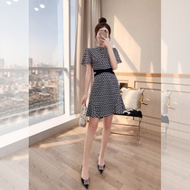 Skirt Fish Tail Dress 2022 New Summer Womens Dress Black Printed THIN AND TALL AND HOT GIRL Dress Shirt