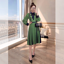 Temperament Sashimi Skirt Dress Shirt Dress 2022 New Summer Dress Womens Retro Conspiculean Plaid Green Dress