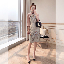 Buddhist womens younger models 2021 new autumn wear bone erosion daily cheongsam modified version dress