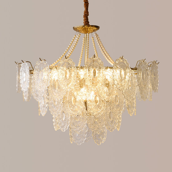 Retro French Pastoral Bedroom Lamp, Restaurant Accessible Luxury Living Room, Mid-Century Vintage Glass Crystal Lamp, American Chandelier